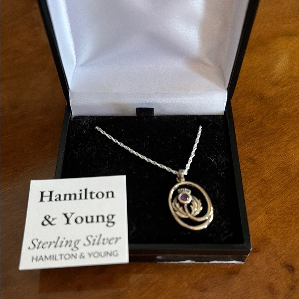 Sterling Silver Necklace with Purple Gem